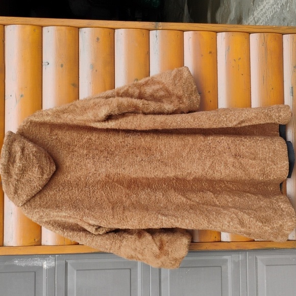 STRIKING & WARM BOHO Coat FAUX FUR Hooded GRIZZLY Size X-3X ROMAN - Picture 5 of 15